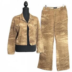 Votre Nom Jeans Womens Two-Piece Set Brown Size Large Western Chic